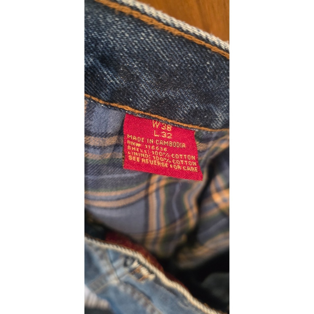 Moose Creek Carpenter Jeans Mens 38x32 Blue Denim Utility Pockets Straight Leg - Picture 5 of 6